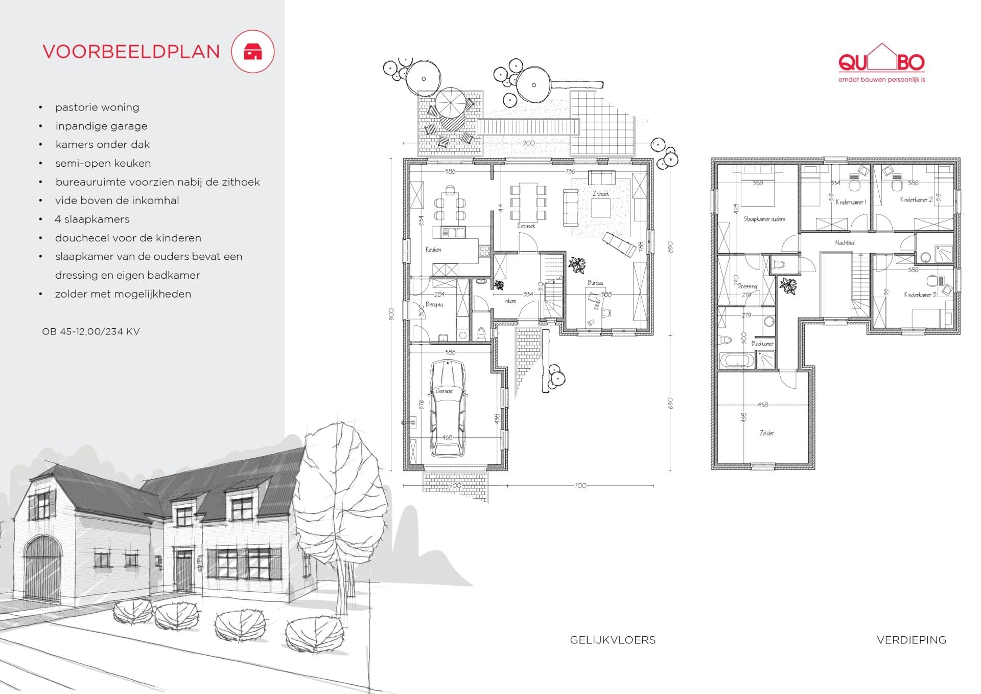 Landelijke villa met vier slaapkamers, terraszicht en bewoonbare zolder.